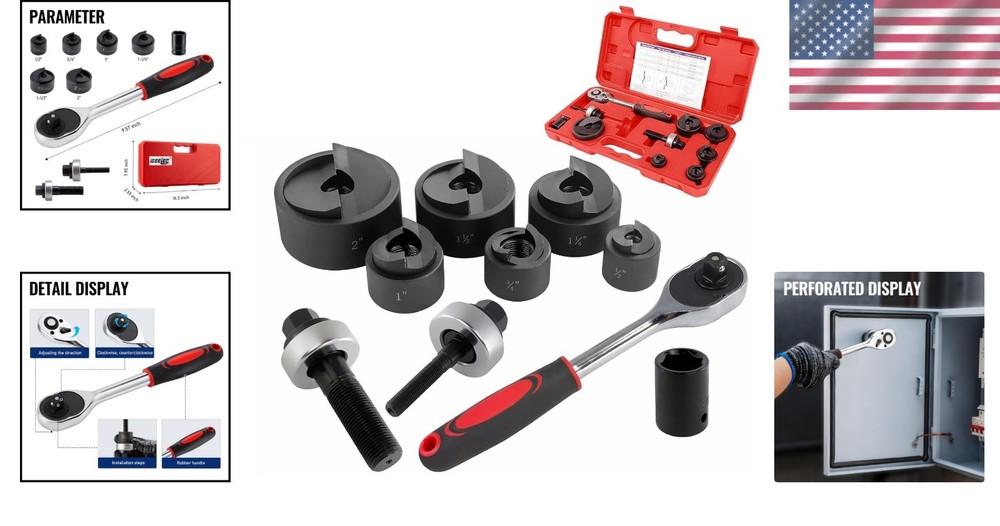 Ratchet Knockout Punch Set 6-Piece Kit