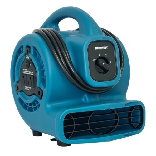 XPOWER P-80A Air Mover Utility Fan Built-In Power Outlets Certified-Refurbished