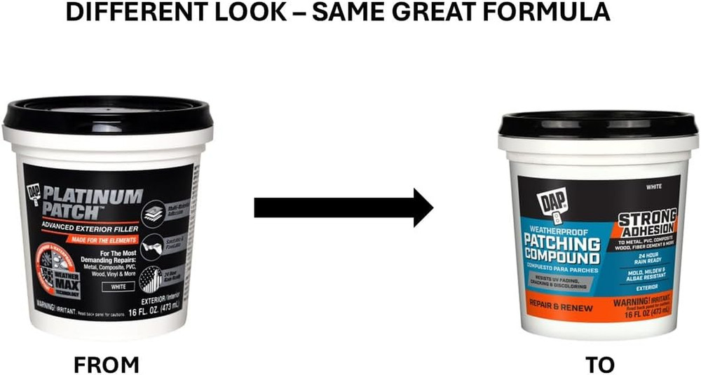 Weatherproof Patching Compound, White, 16 Oz (7079818740)