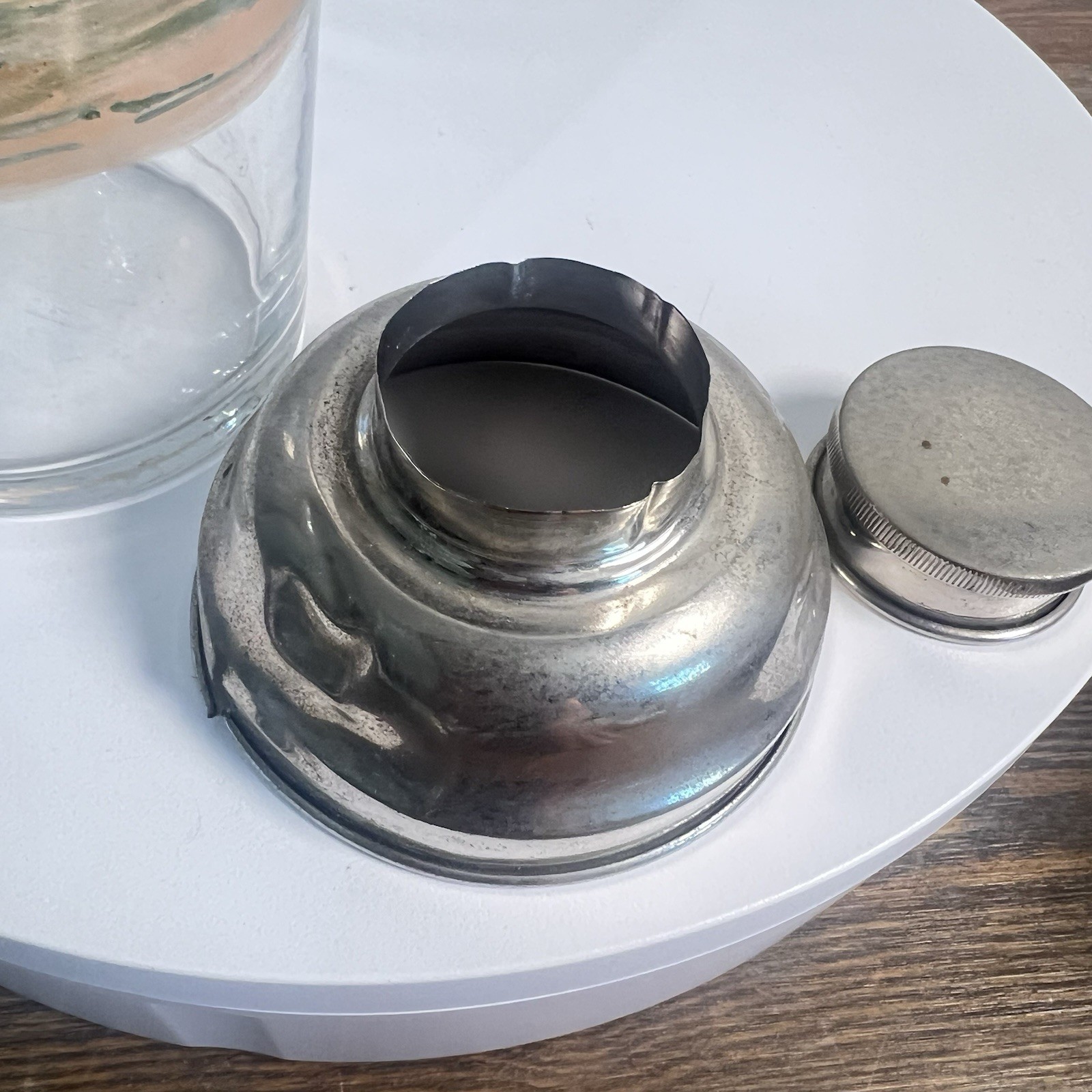 1940s Cocktail Shaker Hand-painted Rooster Silver Plated Vintage Art Deco 9"