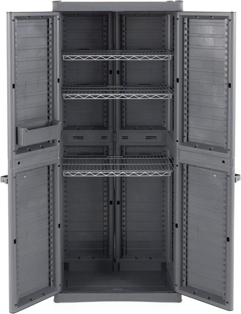 3-Shelf Base Cabinet Lockable Utility Storage with Adjustable Shelves for Garage