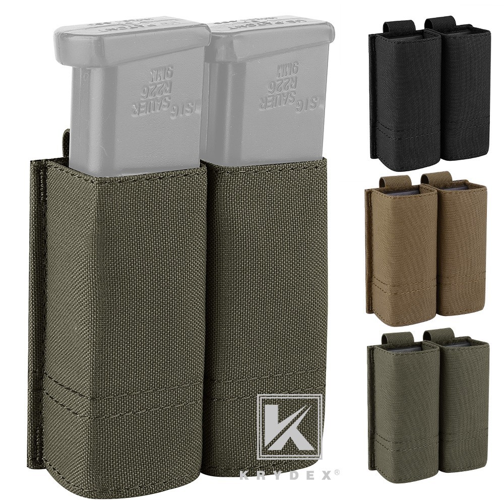 KRYDEX Tactical 9mm Pistol Magazine Pouch Mag Holder Duty Belt / MOLLE Mounted