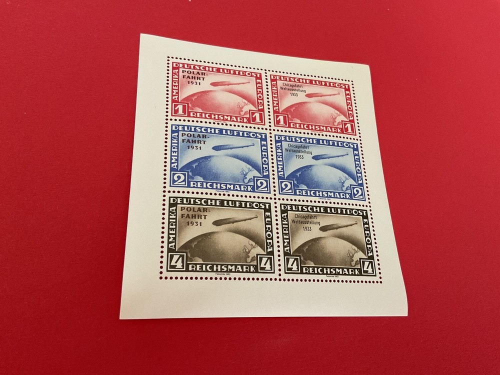 German Zeppelin 1931 Polar Flight mint never hinged Facsimile stamp sheet A24263