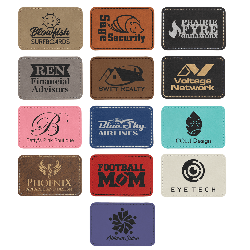 Blank Hat Patches, 10 Pack, Rectangle Laserable Leatherette Patch with Adhesive