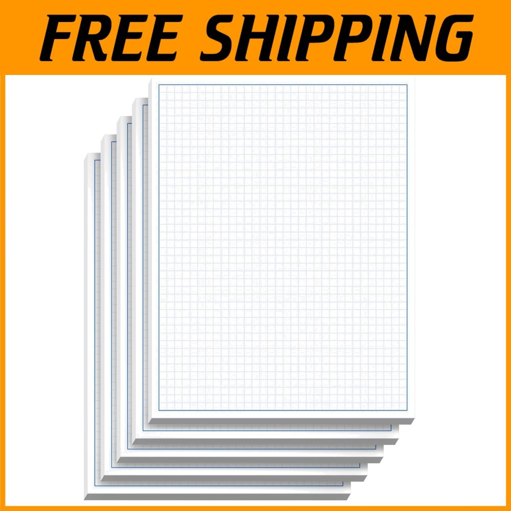 Professional Graph Paper Pad 8.5x11 - 50 Sheets 5-Pack