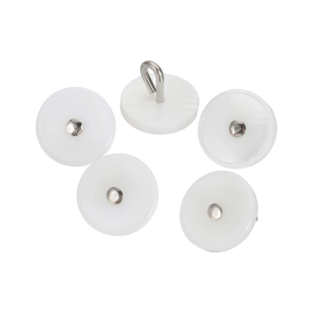 5Pcs Natural Shell Button, 11.5mm Bowl Shell Shank Buttons, Mixed White/Silver
