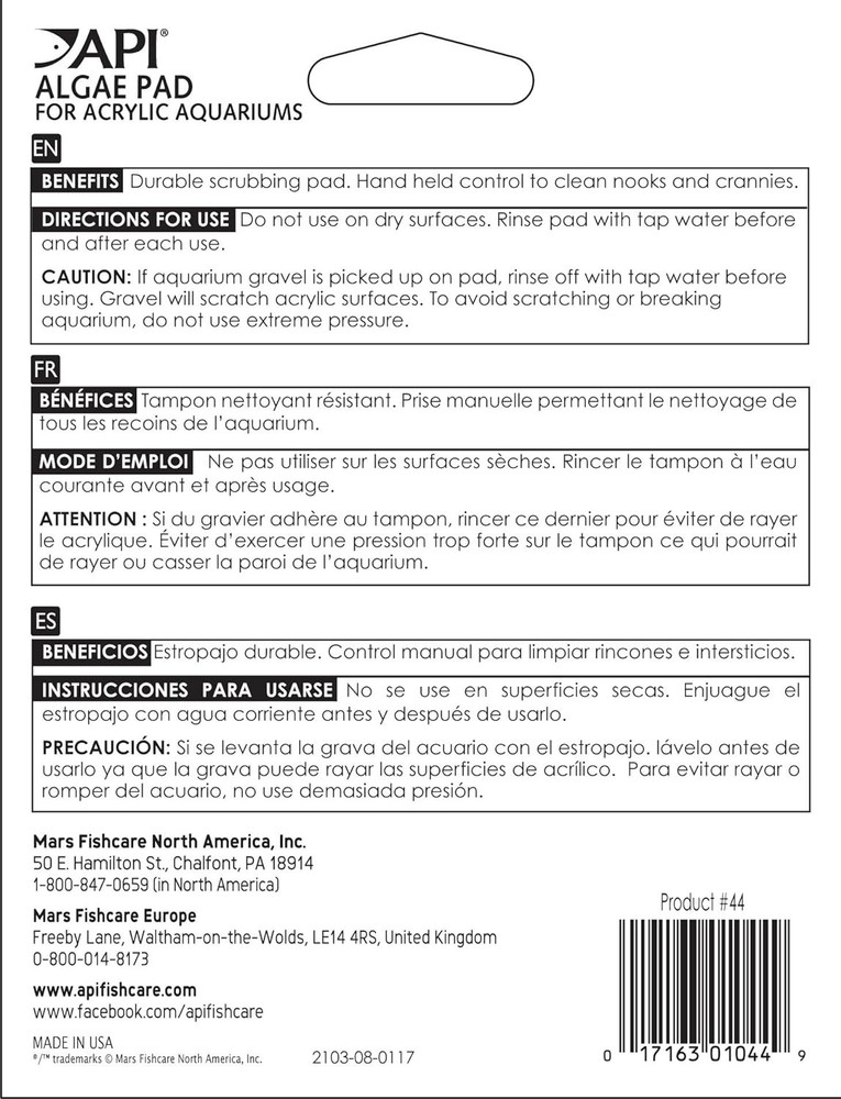 API Hand Held Pad for Cleaning And Maintaining Acrylic Aquariums - 3 Pack