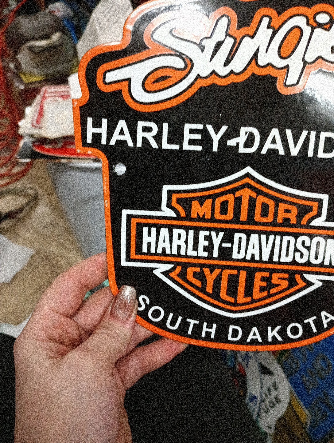 Porcelain Harley Davidson South Dakota Motorcycles Sign