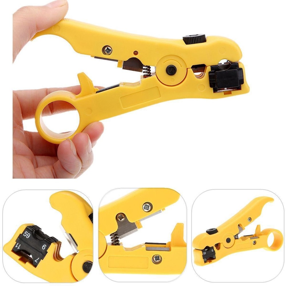 Pack 2pcs Universal Cable Wire Stripper Cutter Stripping Tool for Flat Yellow