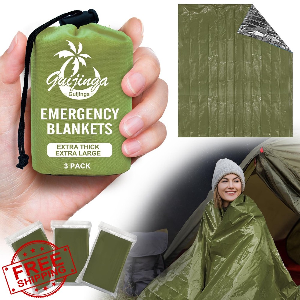 Guijinga 3-Pack Emergency Survival Blanket Extra Thick