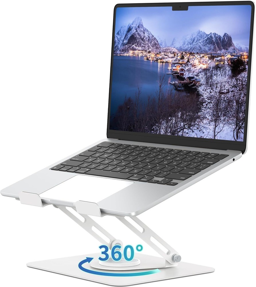 ALASHI Laptop Stand for Desk with 360° Rotating Base, Multi-Angle A-White