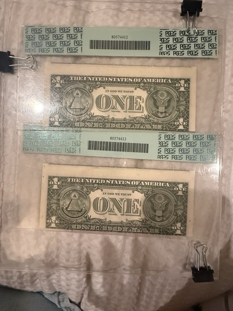 $1 Dollar Inverted Overprint Type II ERROR - CONSECUTIVE PAIR - PCGS 55 AU