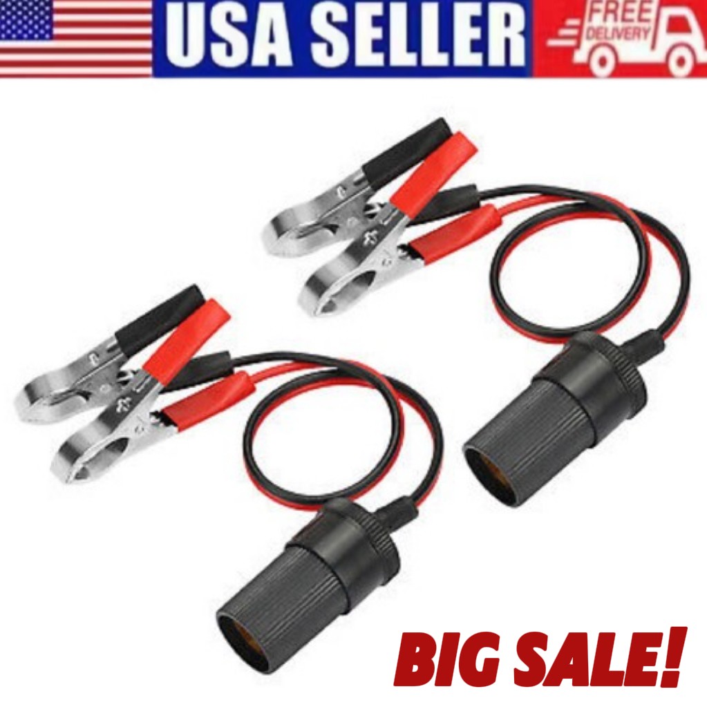12V Car Battery Alligator Clamp Cable Clip Lot Cigarette Lighter Adapter Socket