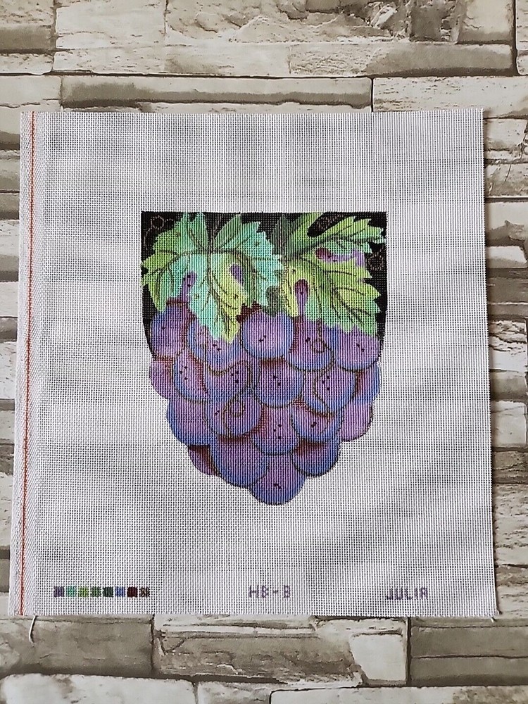 Julia Grapes Needlepoint Canvas Painted