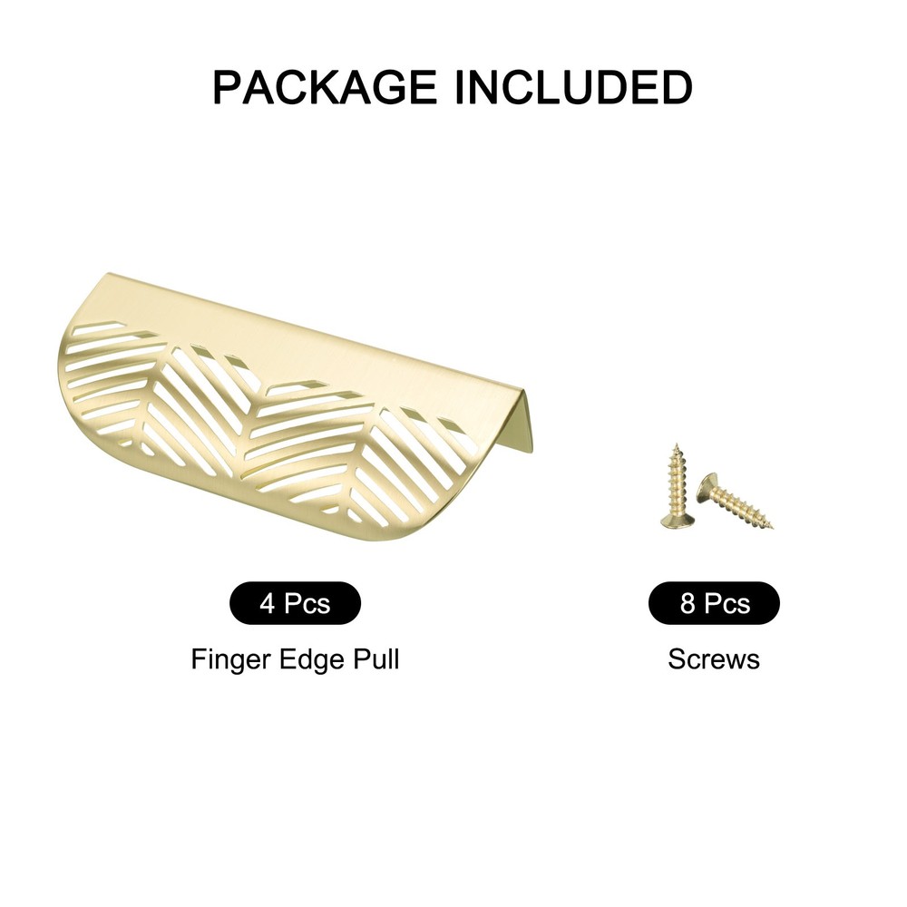 4 Pack Edge Pulls for Cabinets, Hollow Leaf Cabinet Pulls 3.7" Hole Centers