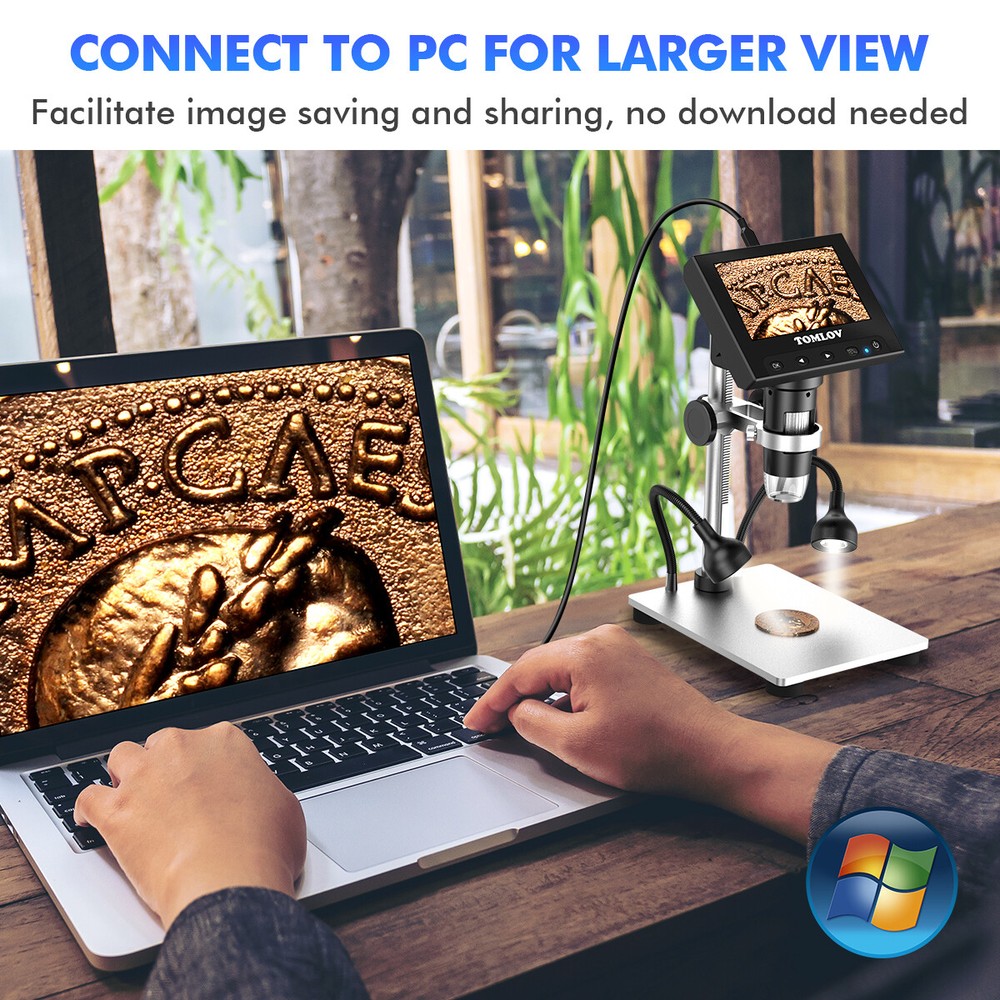 TOMLOV 1000X Error Coin Microscope Digital Microscope Camera 4.3" LCD Screen USB