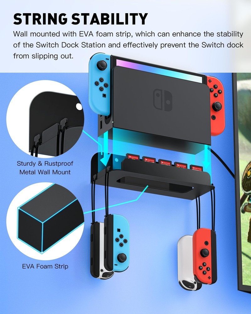 Wall Mount For Nintendo Switch And Switch Oled Metal Wall Mount Kit Shelf Access