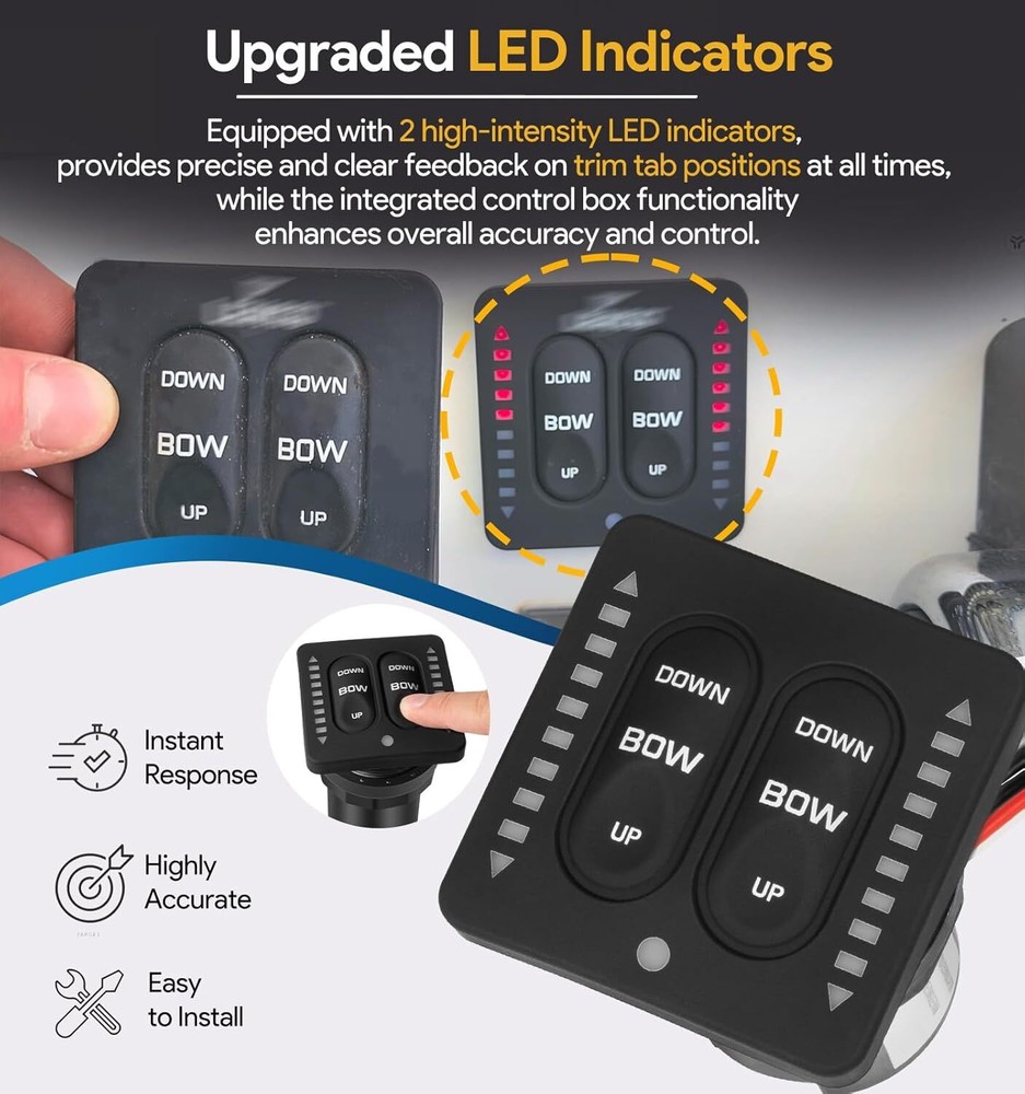 Replace for Lenco 15170-001 LED Indicator Integrated Tactile Trim Tab Switch Kit
