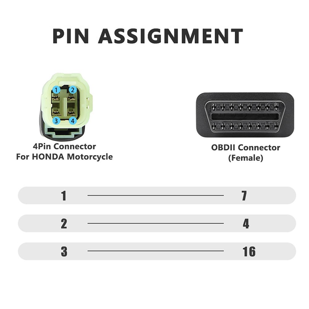4 Pin to OBD2 Diagnostic Code Reader Adapter Scanner CABLE for HONDA Motorcycle