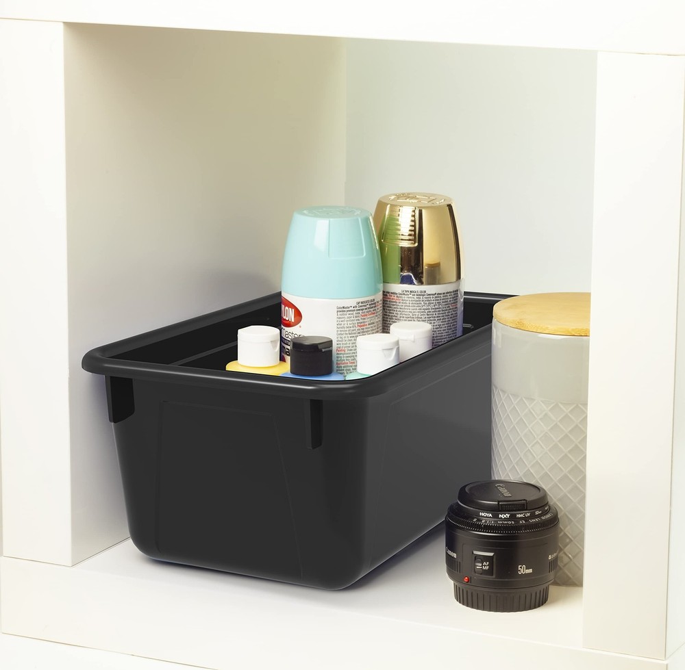 Small Cubby Bins – Plastic Storage Containers for Classroom with Non-Snap Lid...