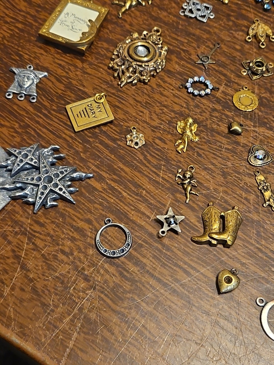 Lot Of 50 Mixed Parts Pcs France Vintage 60s Brass Stampings Findings Jewelry 25