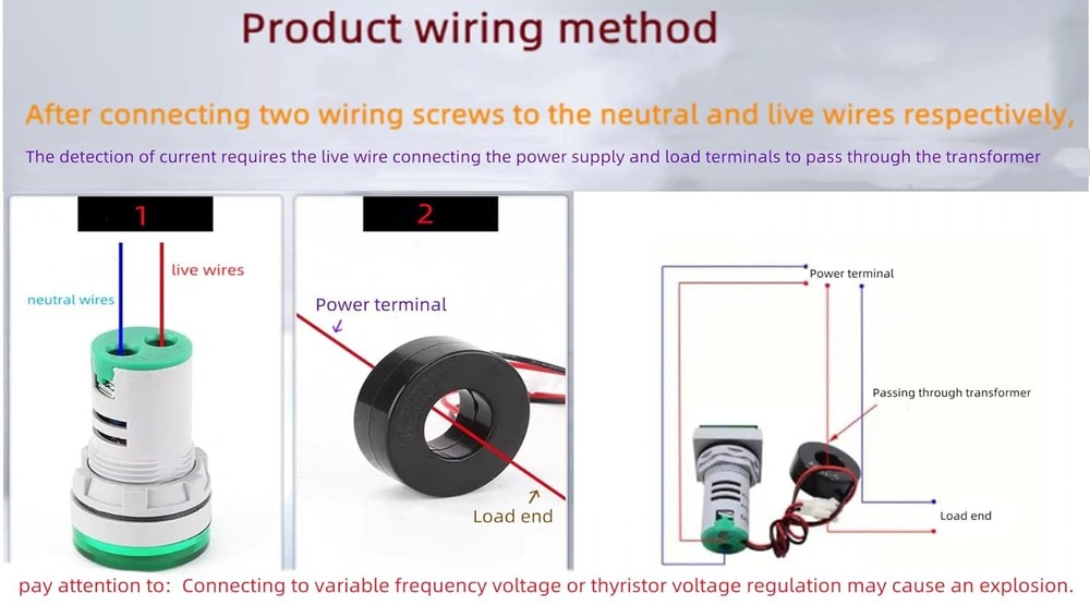 with Three-Digit Display AC Current, Voltage, Frequency Indicator, 22mm Green
