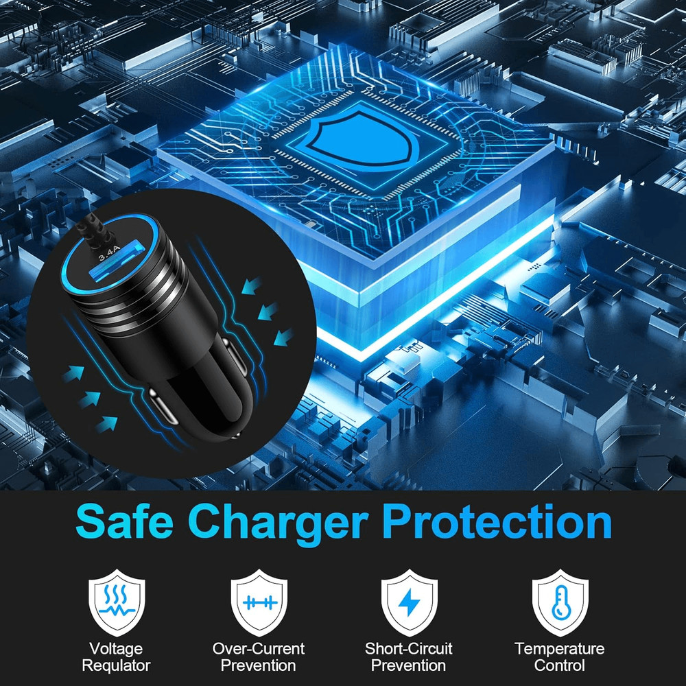 Android Car Charger Fast Charging Type C Coiled Cord, USB C Cigarette Lighter Ad