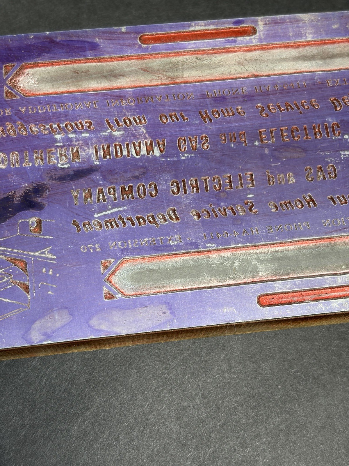 Rare Vintage Reddy Kilowatt Newspaper Print Block 8.5” S. IND Gas & Electric