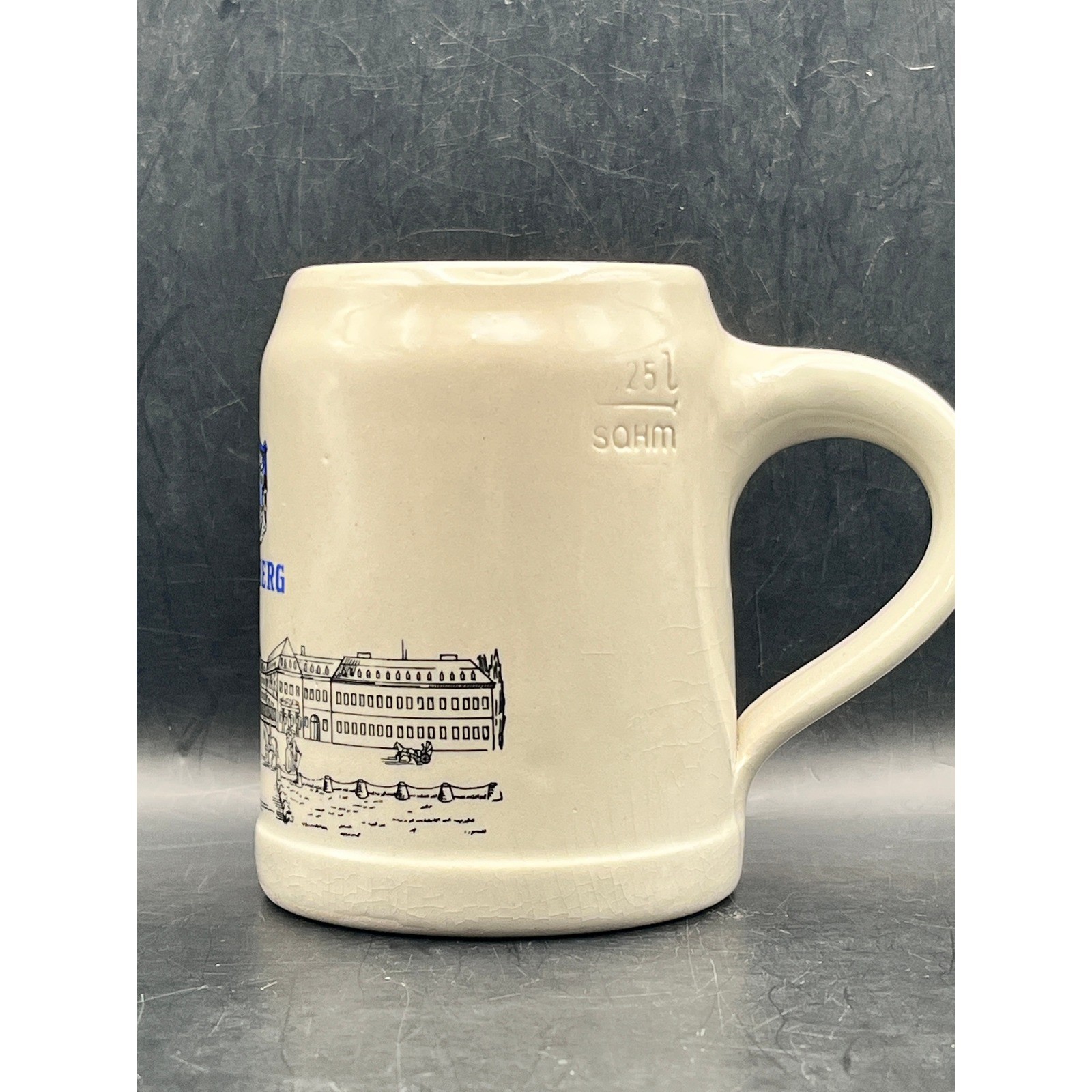 VTG Karlsberg Stoneware Beer Stein Mug .5 Liters Souvenir 4.25" 10 oz Germany