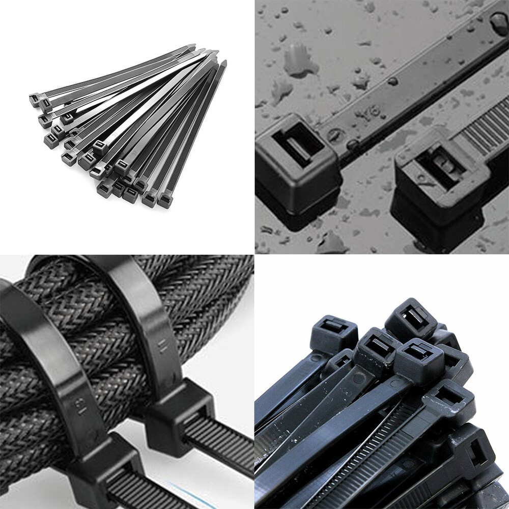 US 200 Pc Cable Zip Tie Down Strap Nylon Wrap Easy Use Durable Bundle Wire