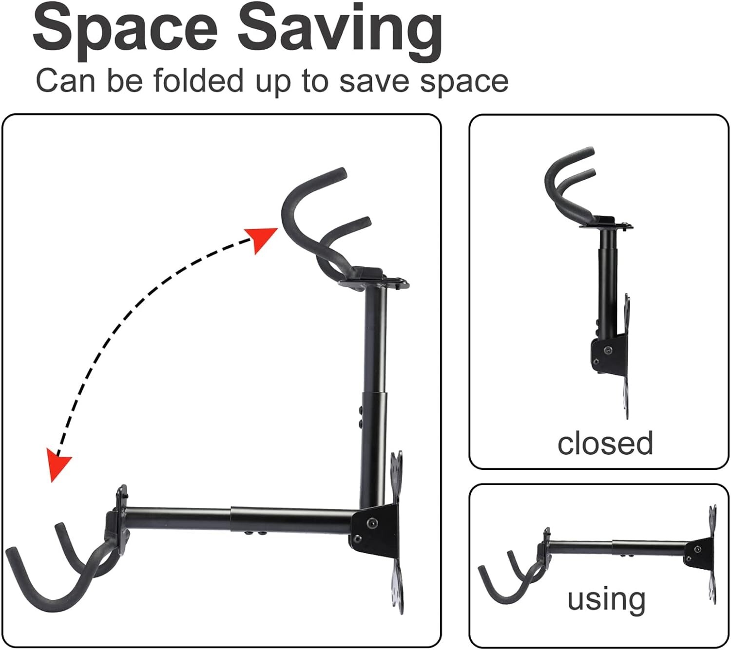 Bicycle Storage Wall Mount Rack Hanger Cycling Steel Garage Space Saving Holder