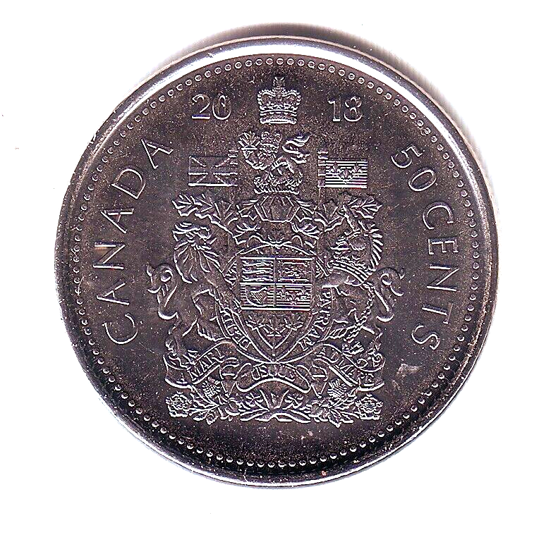 Mogi9 Canada 2018 UNC MS63 50 cents from mint roll