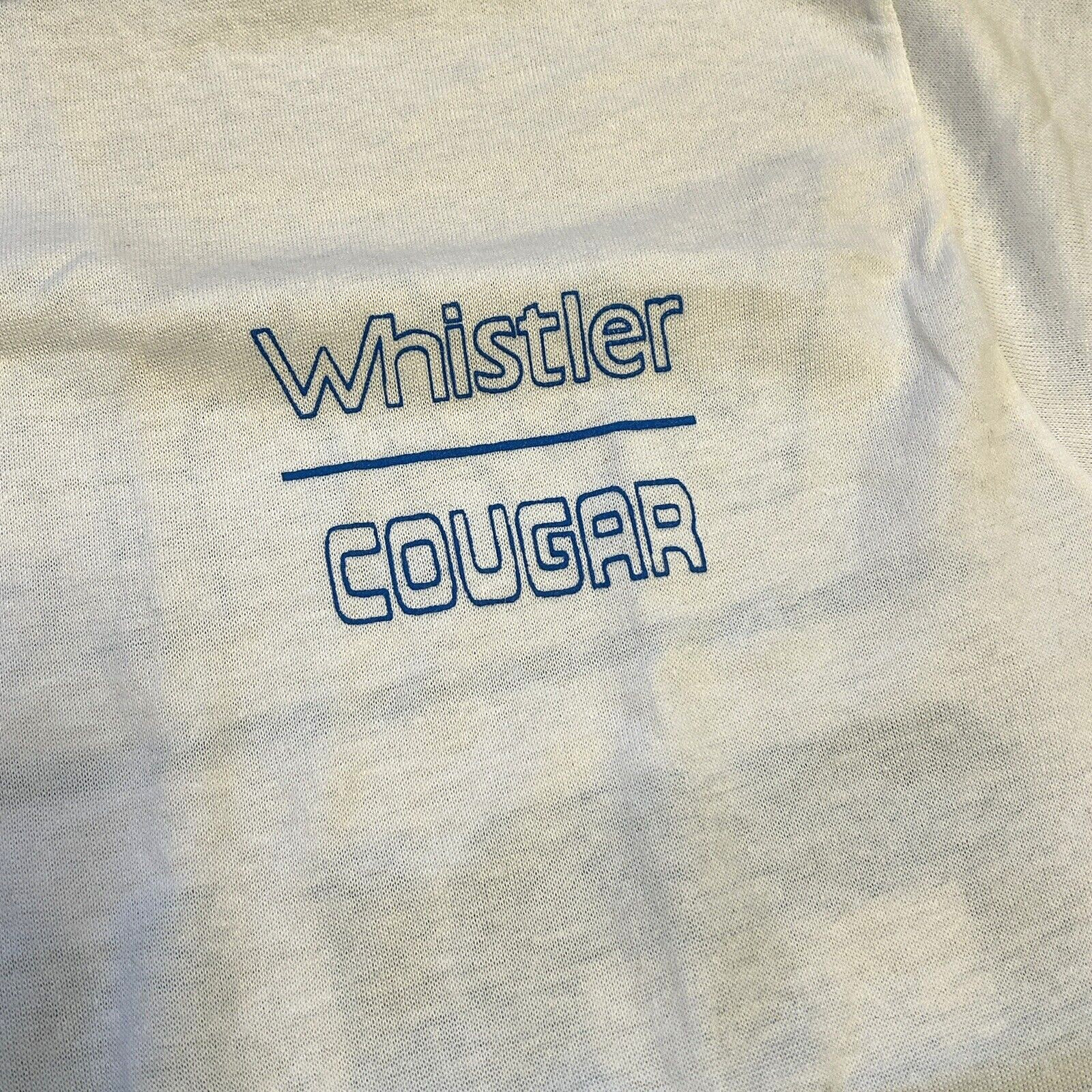 Vintage 80s Whistler Mercury Cougar Motorsports Jerzees Ringer Tshirt Small