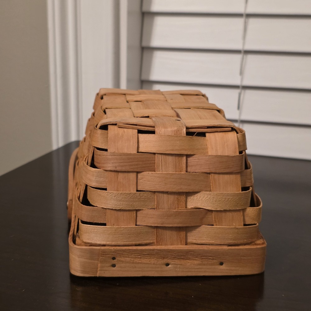 Rustic Home Decor Rectangular Handwoven 7" X 4" Medium Wood Basket With Liner