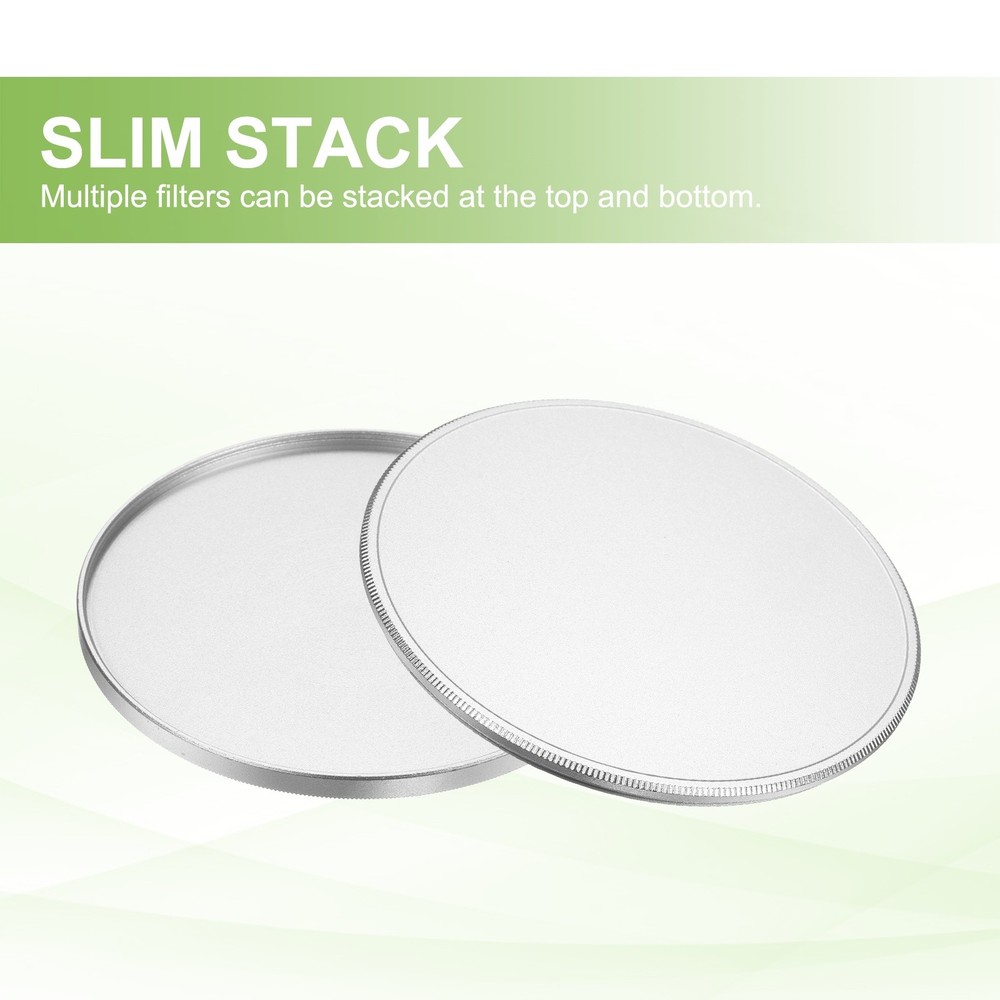 82mm Metal Lens Cap Universal Lens Filter Stack Cap Slim Stack Silver