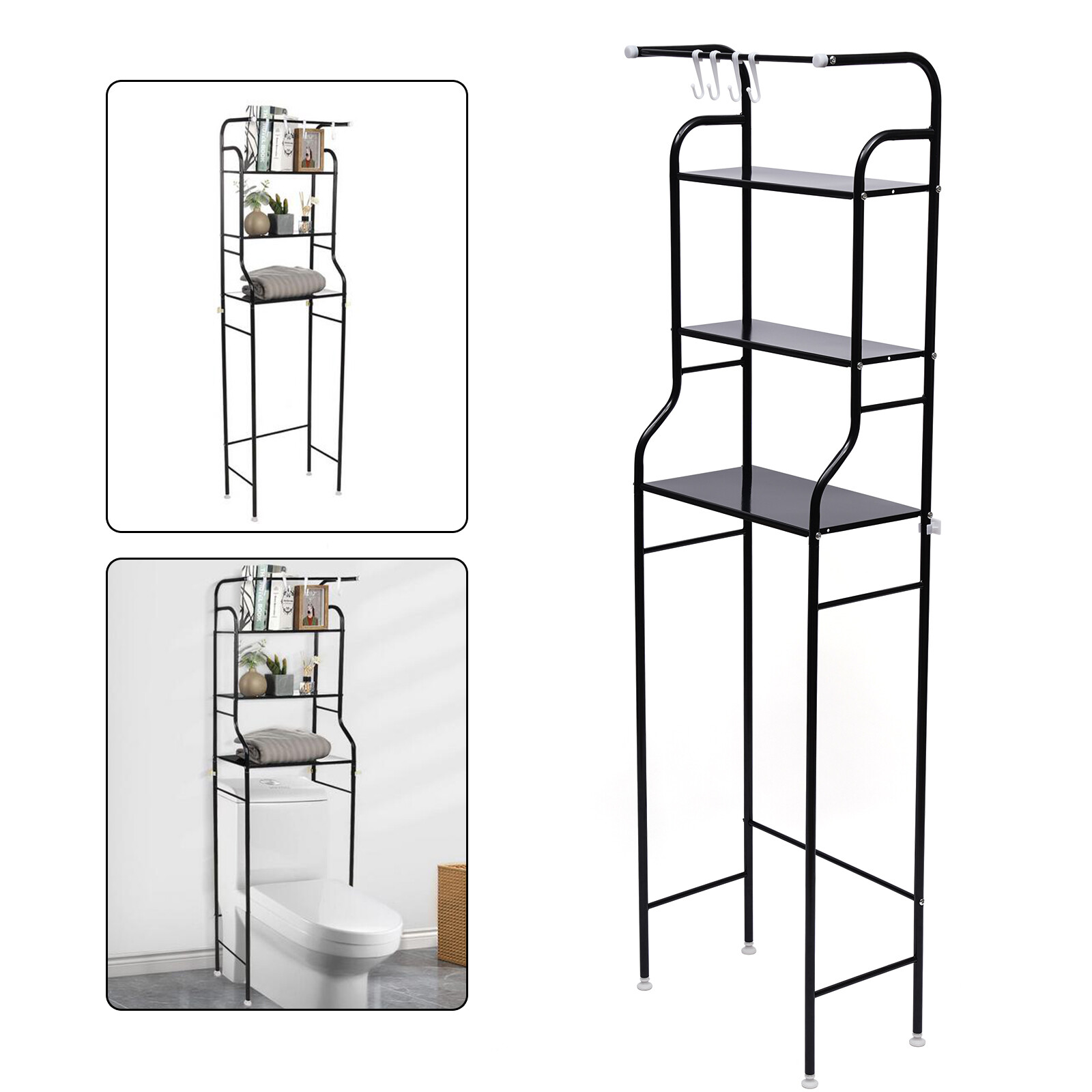 Over The Toilet Storage Rack 4-Tier Metal Bathroom Shelf Space Saver Organizer