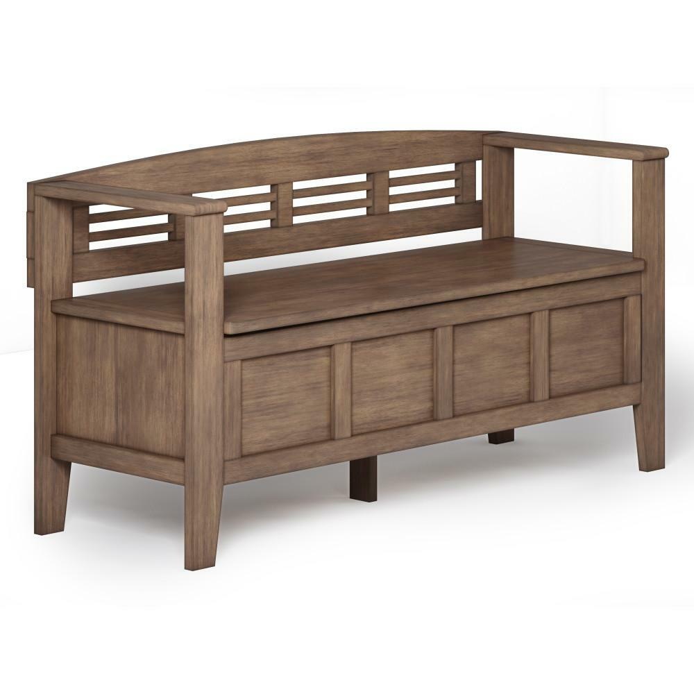 Adams Solid Wood 48 in Wide Entryway Storage Bench