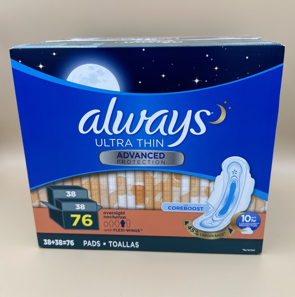 Always Ultra Thin Advanced Overnight Pads 76 Count