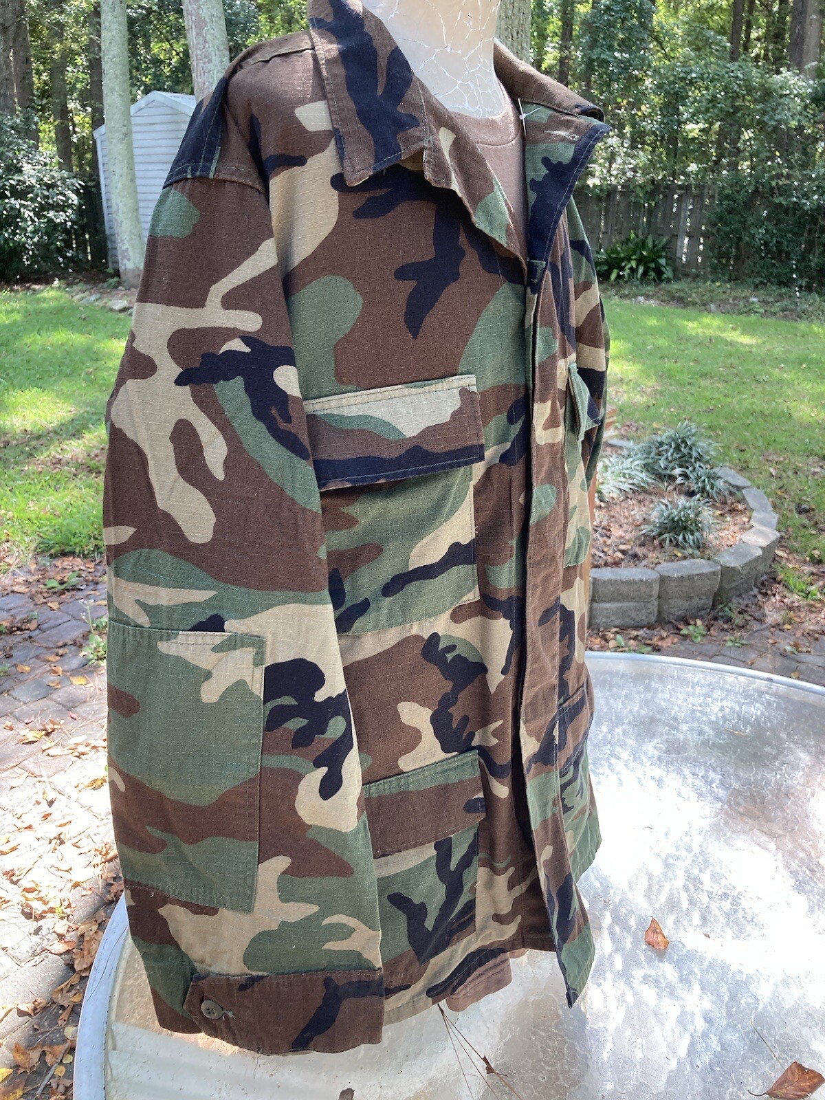 VTG USGI M81 Woodland Camo BDU Shirt, Army Military Uniform Medium Short