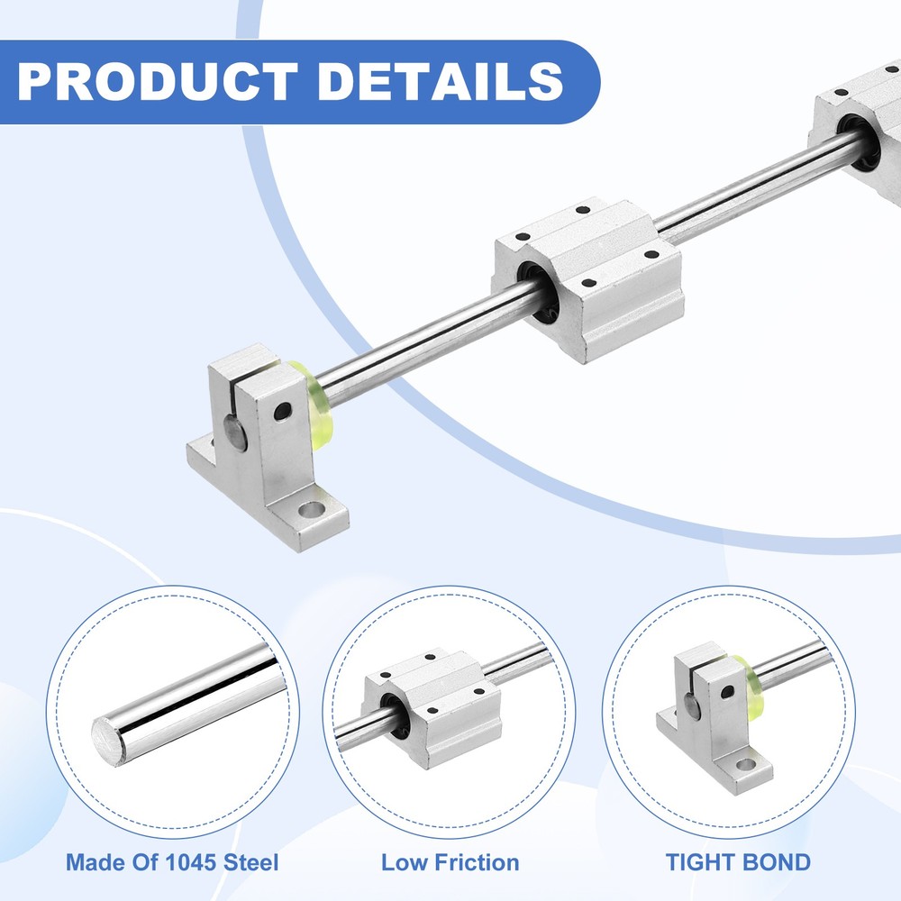8mm x 500mm Linear Motion Rod Shaft Set, Linear Guide Rails for 3D Printer