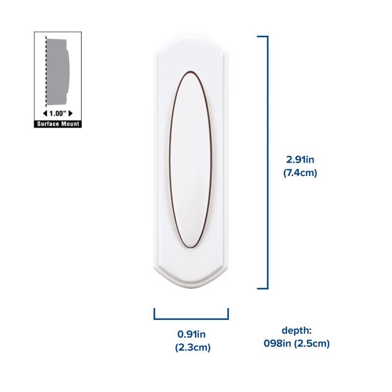 Heath Zenith Plastic Wireless Pushbutton Doorbell Plus Battery