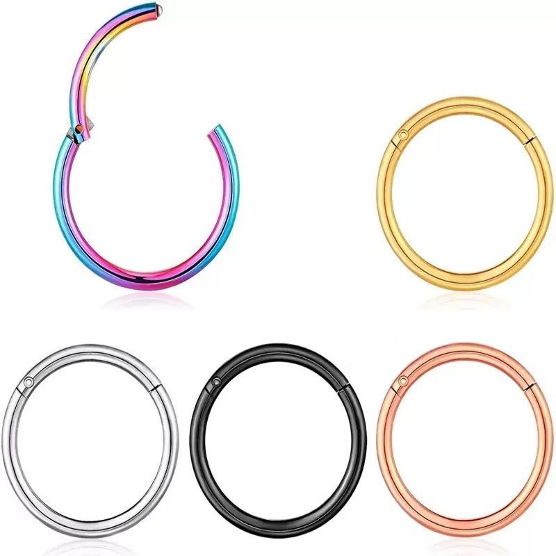 1PC Surgical Steel Hinged Segment Hoop Ring Sleeper Lip Ear Nose Body Piercing