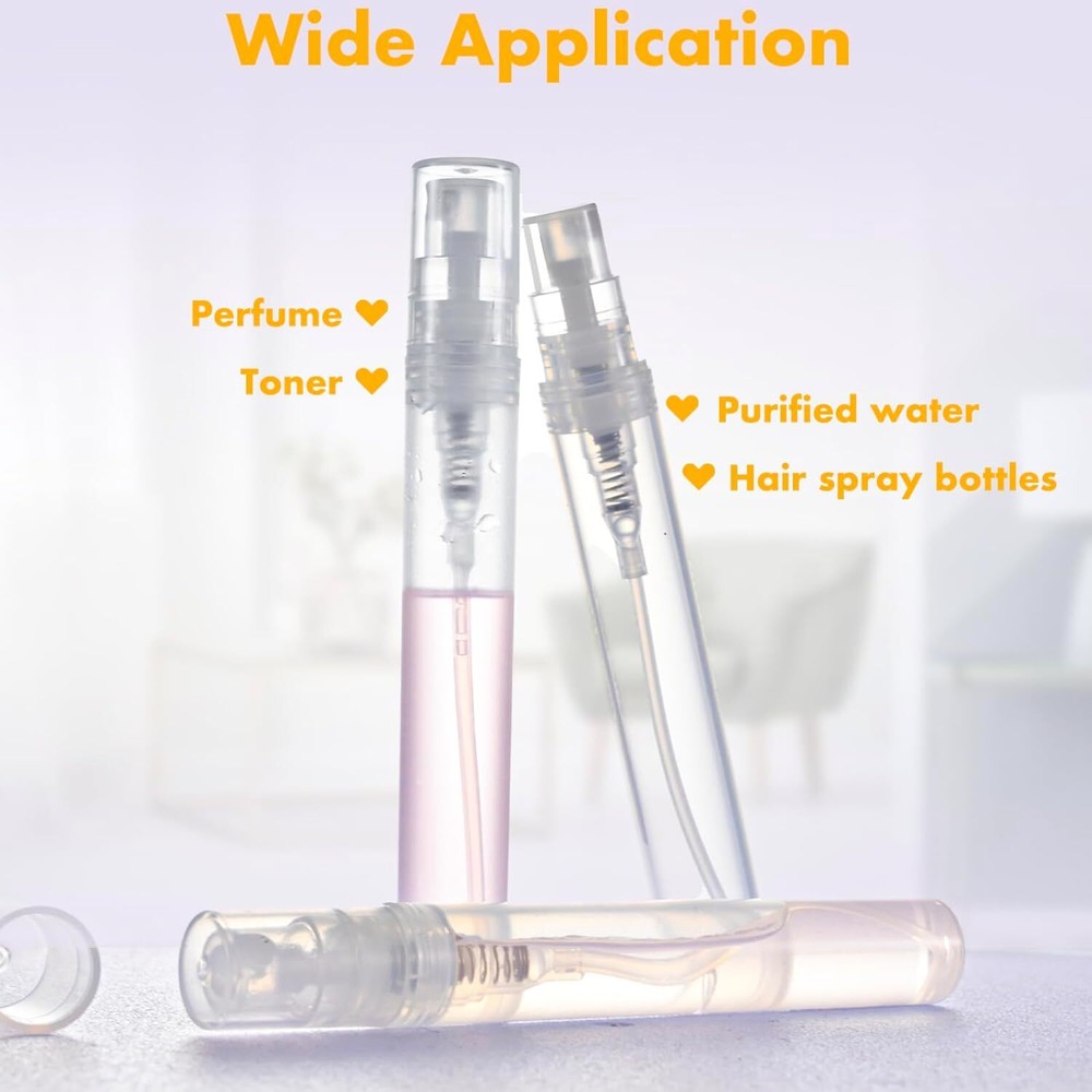 10 Pack 5ml Mini Perfume Sample Bottles - Clear Plastic Refillable Travel Spray,