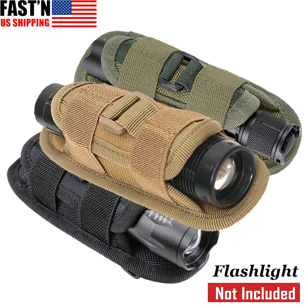 Tactical Flashlight Pouch Holster, Rotatable Flashlight Holder Belt Clip Case