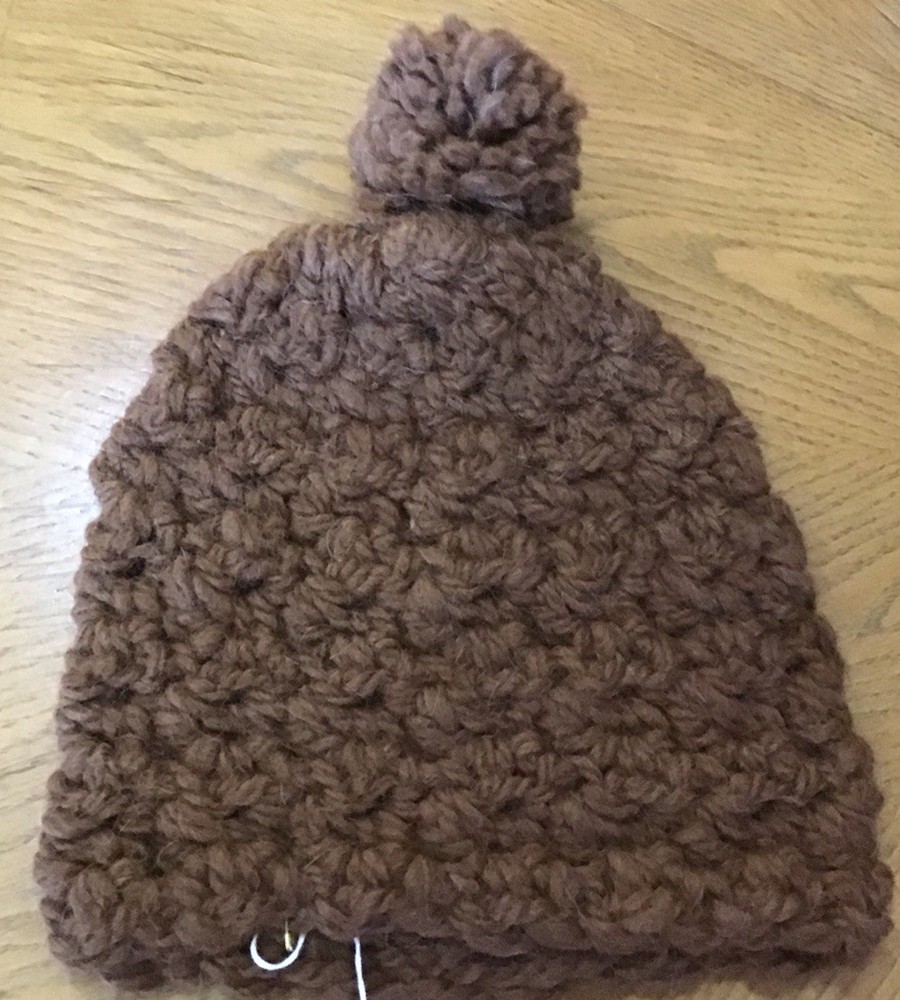 Alpaca Brown Crocheted Handmade Tasseled Hat