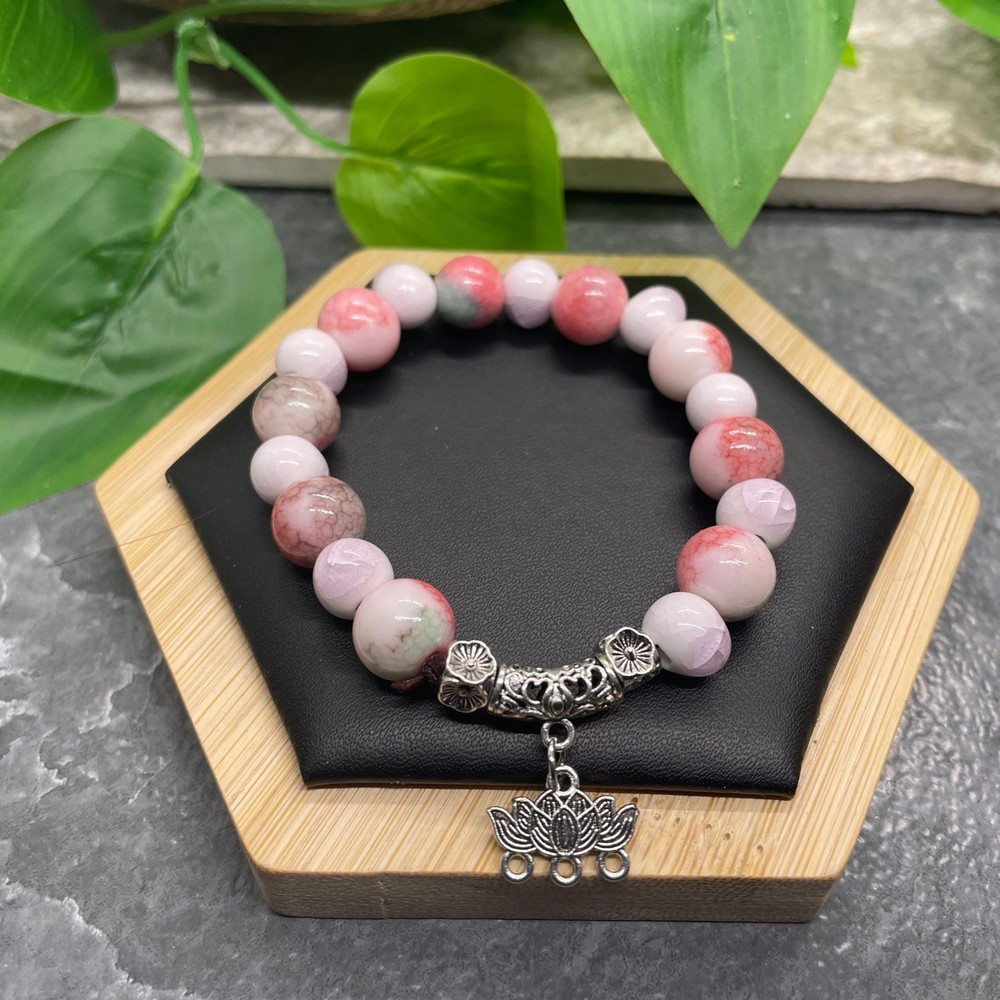 Handmade Ceramic Bead Beaded Stackable 7” Plus Stretch Bracelet New B503