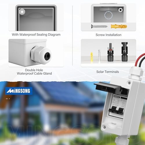 Solar Panels Disconnect Switchmp DC Solar Shut Off Switch Box & Wire 400V 63A