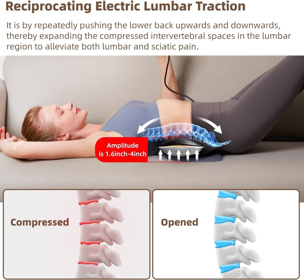 Electric Lumbar Traction Device, Multifunctional Back Traction Device with Dynam