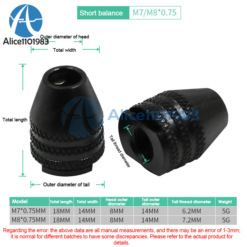 M7 M8 Universal Keyless Chuck Quick Change Dremel Rotary Tools Drill Accessory