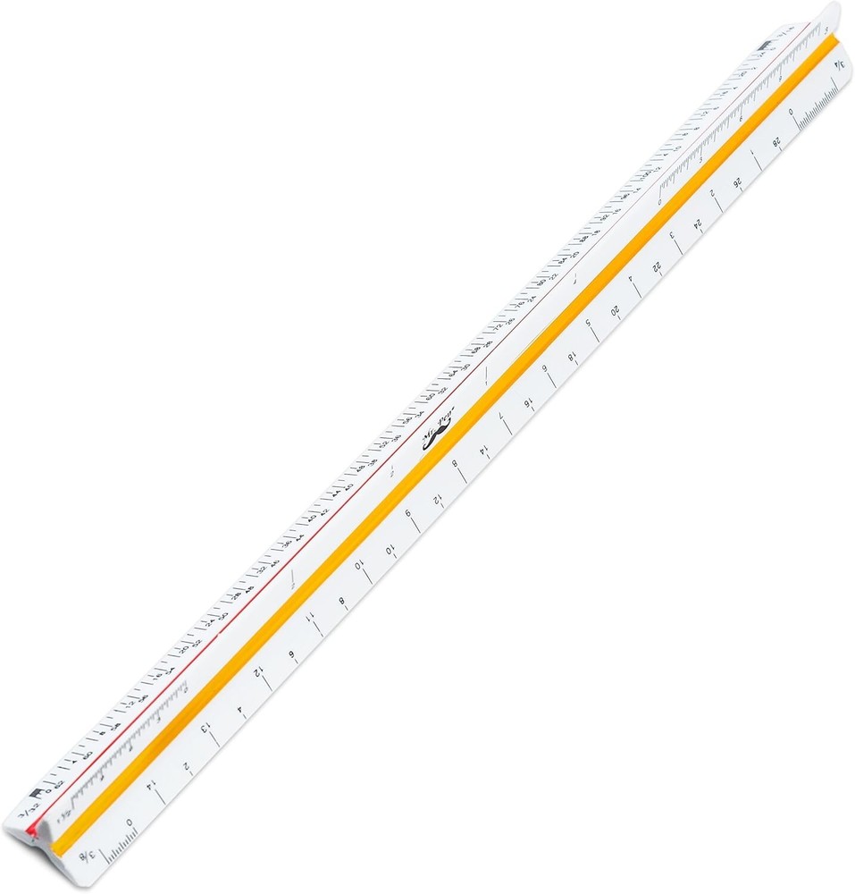 Precision Triangular Ruler Set: 12" Architect's Scale & 30/60, 45/90 Triangles